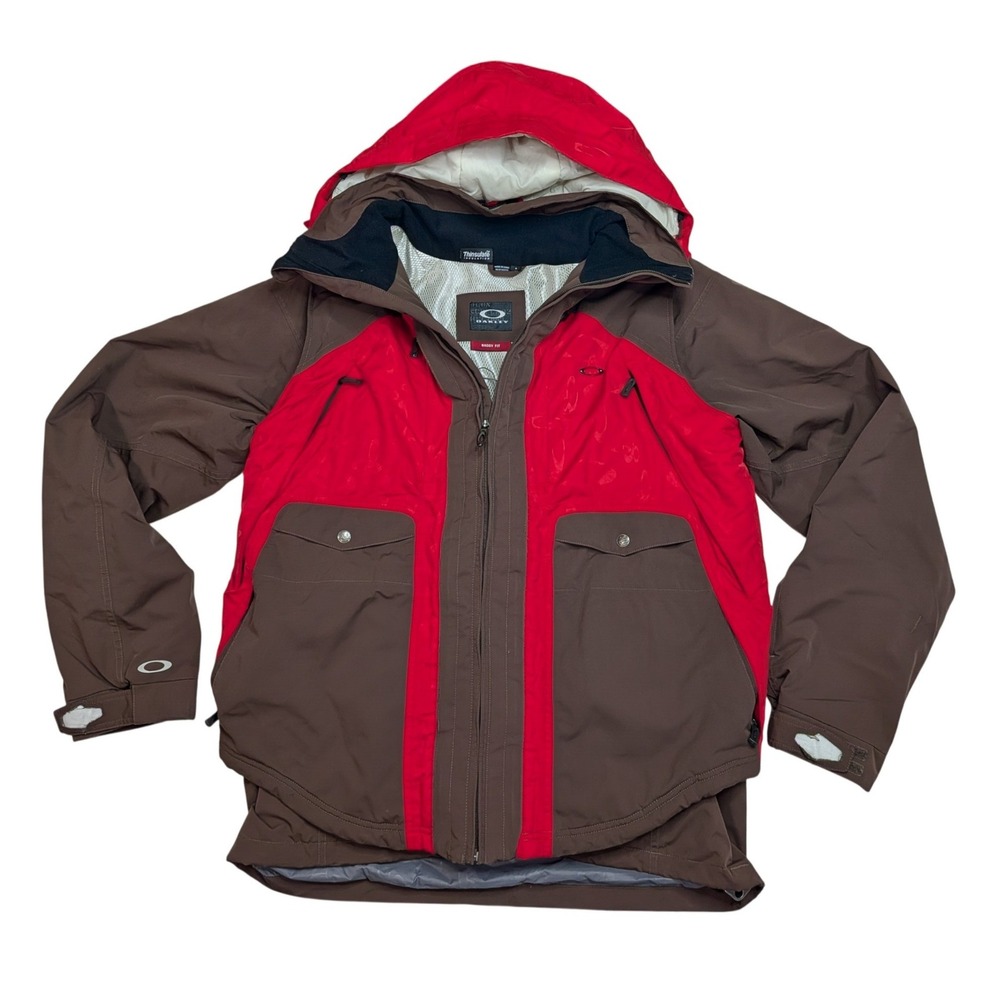 Oakley FA07 411104 3-in-1 Snowboard Jacket Large Brown Red Primaloft Mens Heavy